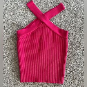 Ribbed hot pink tank